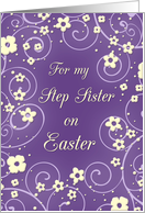 Happy Easter for Step Sister - Purple & Yellow Flowers card