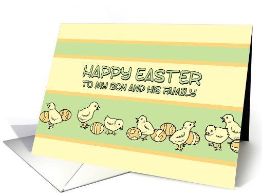 Happy Easter Son & His Family - Baby Chickens & Easter Eggs card