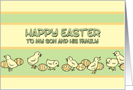 Happy Easter Son & His Family - Baby Chickens & Easter Eggs card