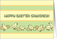 Happy Easter Grandson - Baby Chickens & Easter Eggs card