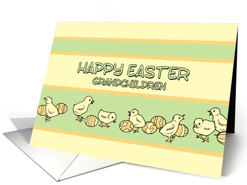 Happy Easter Grandchildren - Baby Chickens & Easter Eggs card (767617)