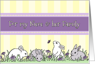 Happy Easter Niece & Family - Yellow & Purple Easter Bunnies card