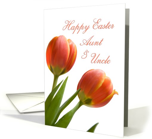 Happy Easter Aunt & Uncle - Orange Tulips card (768032)