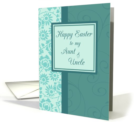 Happy Easter Aunt & Uncle - Turquoise Floral card (768034)