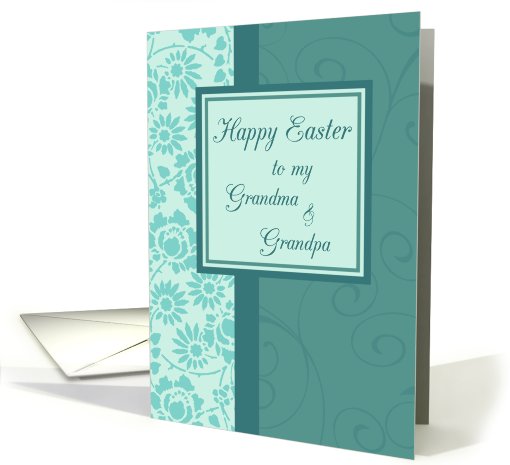 Happy Easter Grandparents  - Turquoise Floral card (768036)