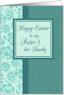 Happy Easter Sister & her Family - Turquoise Floral card