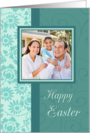 Happy Easter Photo Card - Turquoise Floral card