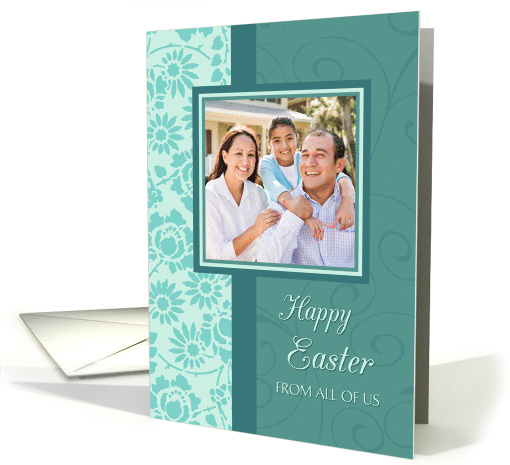 Happy Easter from All of Us Photo Card - Turquoise Floral card