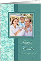 Happy Easter from All of Us Photo Card - Turquoise Floral card