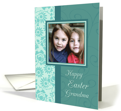 Happy Easter Grandma Photo Card - Turquoise Floral card (768286)