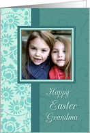 Happy Easter Grandma Photo Card - Turquoise Floral card