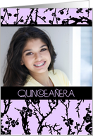 Quinceanera Invitation Photo Card - Purple & Black Floral card
