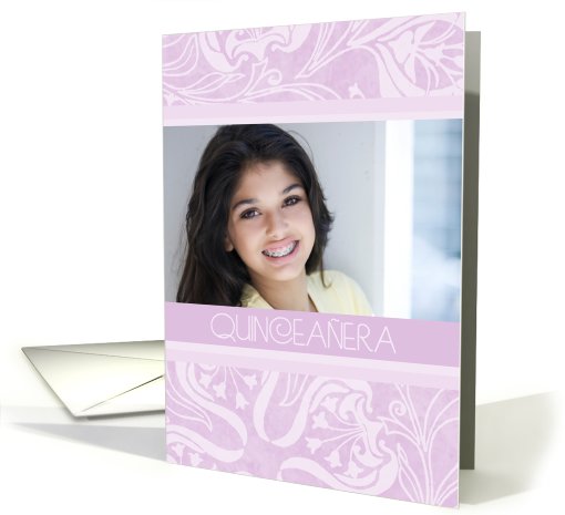 Quinceanera Party Invitation Photo Card - Lavender Floral card