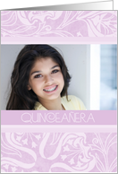 Quinceanera Party Invitation Photo Card - Lavender Floral card