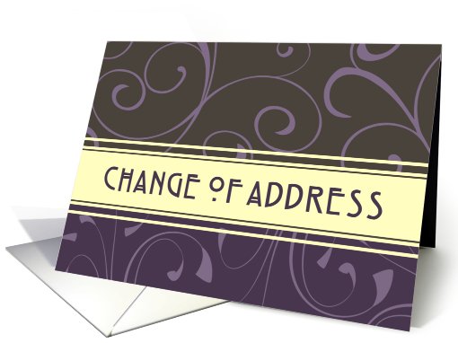 Change of Address - Yellow & Purple Swirls card (771655)