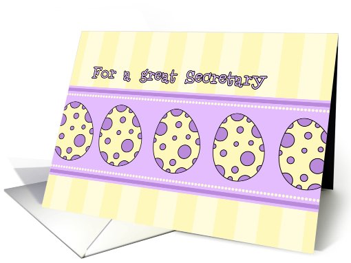 Happy Easter Secretary - Yellow & Purple Easter Eggs card (772059)