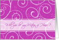 Matron of Honor Invitation for Sister - Pink Swirls card