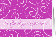 Maid of Honour Invitation for Sister - Pink Swirls card