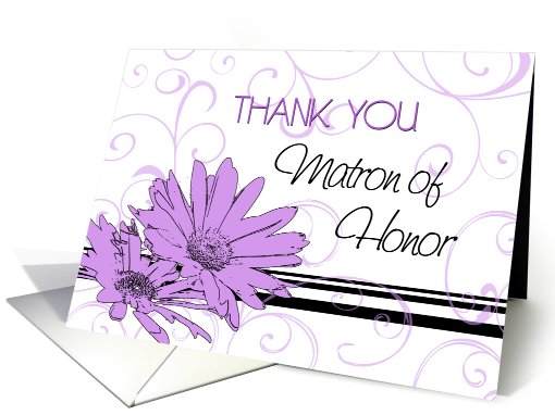 Matron of Honor Thank You - Purple Swirls & Flowers card (773874)