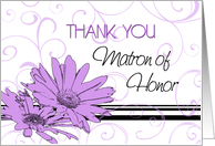 Matron of Honor Thank You - Purple Swirls & Flowers card