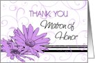 Matron of Honor Thank You for Best Friend - Purple Swirls & Flowers card