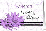 Maid of Honour Thank You - Purple Swirls & Flowers card