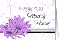 Maid of Honour Thank You for Best Friend - Purple Swirls & Flowers card