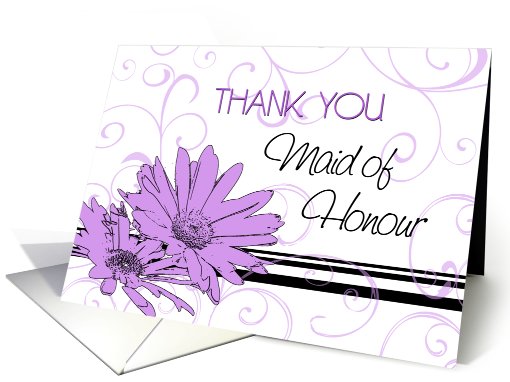 Maid of Honour Thank You for Sister - Purple Swirls & Flowers card