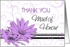 Maid of Honour Thank You for Sister - Purple Swirls & Flowers card