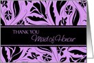 Maid of Honour Thank You for Sister - Purple & Black Flowers card