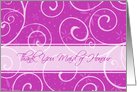 Maid of Honour Thank You for Best Friend - Pink Swirls card