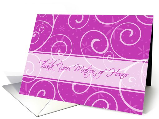 Matron of Honor Thank You for Sister - Pink Swirls card (774592)