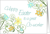 Happy Easter for Co-worker - Spring Flowers card