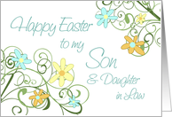 Happy Easter for Son & Daughter in Law - Spring Flowers card