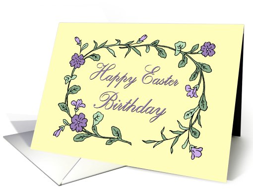 Happy Easter Birthday - Yellow & Purple Flowers card (775432)