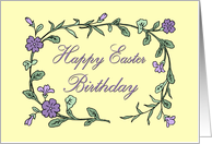 Happy Easter Birthday - Yellow & Purple Flowers card