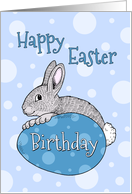 Happy Easter Birthday - Blue Easter Bunny card