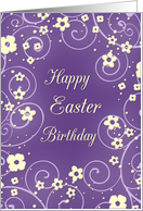 Happy Easter Birthday - Purple & Yellow Flowers card