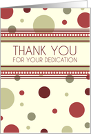 Thank You for Volunteering - Red & Beige Dots card