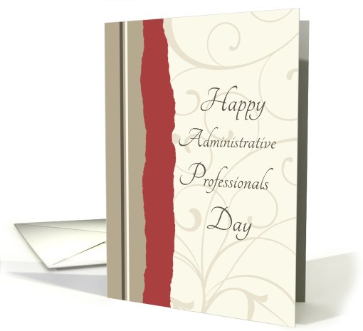 Happy Administrative Professionals Day - Red & Beige Swirls card