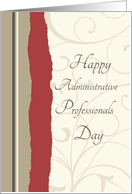 Happy Administrative Professionals Day - Red & Beige Swirls card