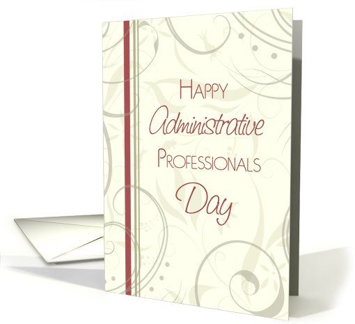 Happy Administrative Professionals Day - Red & Beige Swirls card