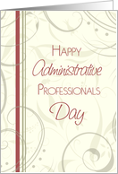 Happy Administrative Professionals Day - Red & Beige Swirls card