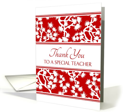 Teacher Appreciation Day - Red & White Floral card (776265)