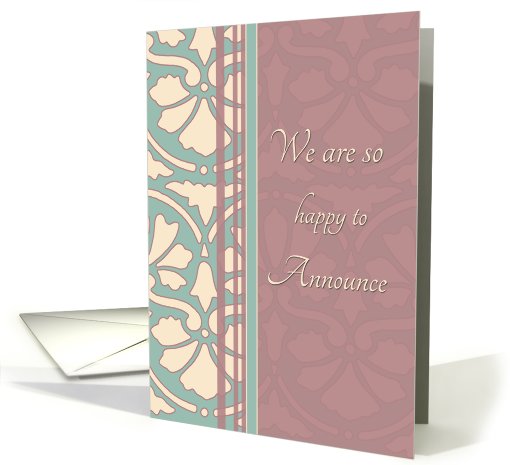 Son Engagement Announcement - Antique Teal & Rose card (776389)