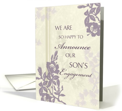 Son Engagement Announcement - Beige & Purple Floral card (776810)