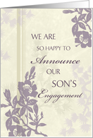 Son Engagement Announcement - Beige & Purple Floral card