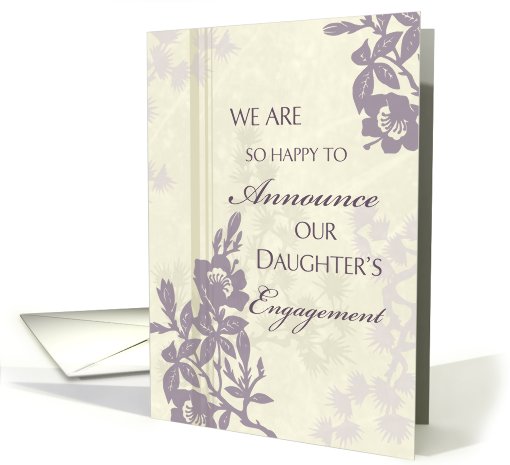 Daughter Engagement Announcement - Beige & Purple Floral card (776814)