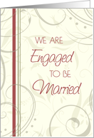 Engagement Announcement - Red & Beige Swirls card