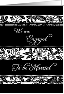 Engagement Announcement - Black & White Floral card